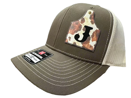 Cow Hide Cow Tag Initial Hat